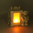 Camino resina con pupazzo di neve led bianco cm27x12h23