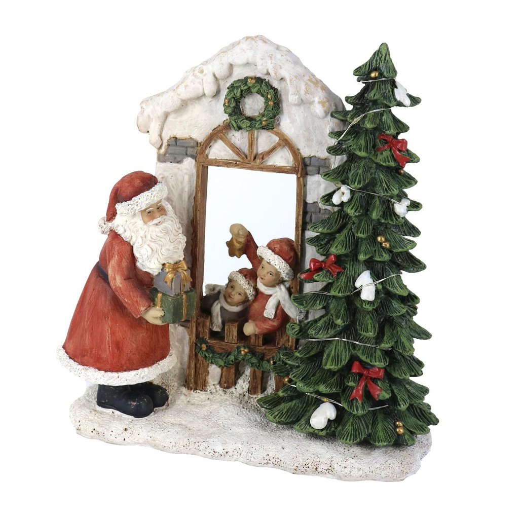 Carillon resina babbo natale con led rosso cm22x9,5h22,5