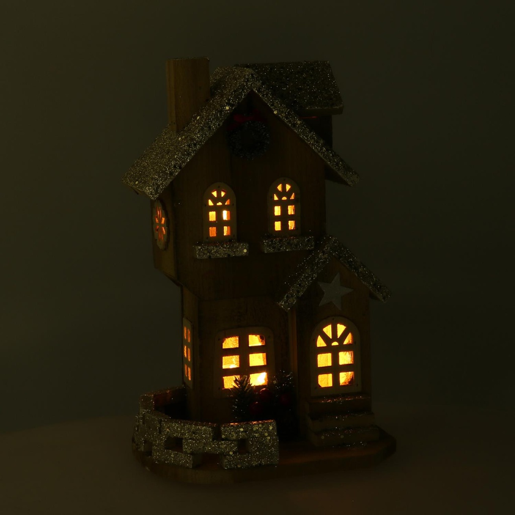 Casetta legno con led naturale cm19x14h31