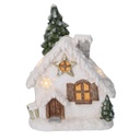 Casetta resina con albero led bianco cm26,5x17h36