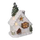 Casetta resina con albero led bianco cm26,5x17h36