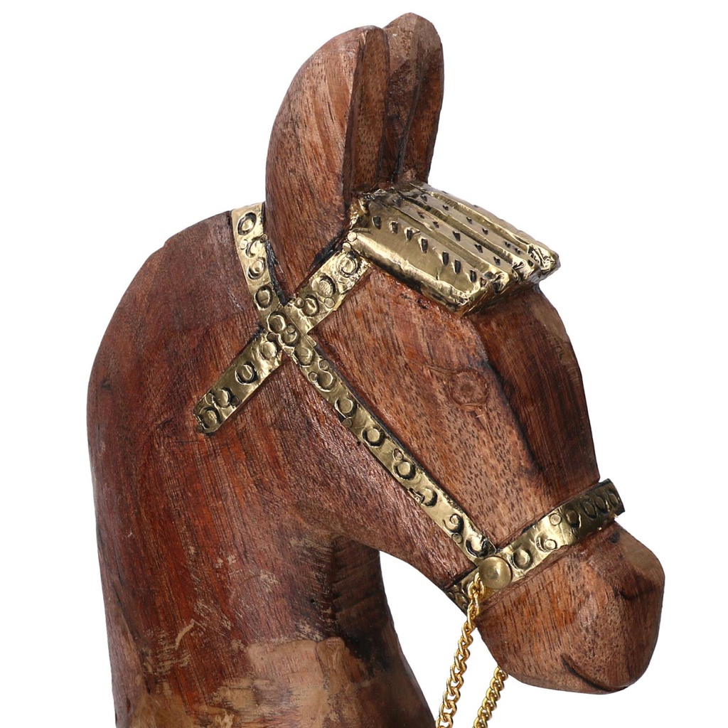 Cavallo legno rivestito metallo oro cm40x11h46