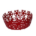 Cestina metallo fiocco neve rosso tondocm ø20h7