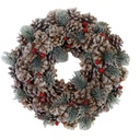 Coroncina glitter con bacche e pigne naturale cm ø45