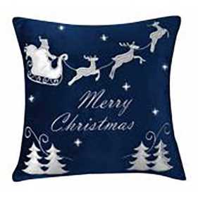 Cuscino led tessuto con renne blu cm40x40x12