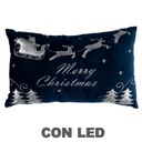 Cuscino led tessuto con renne blu cm50x30x12
