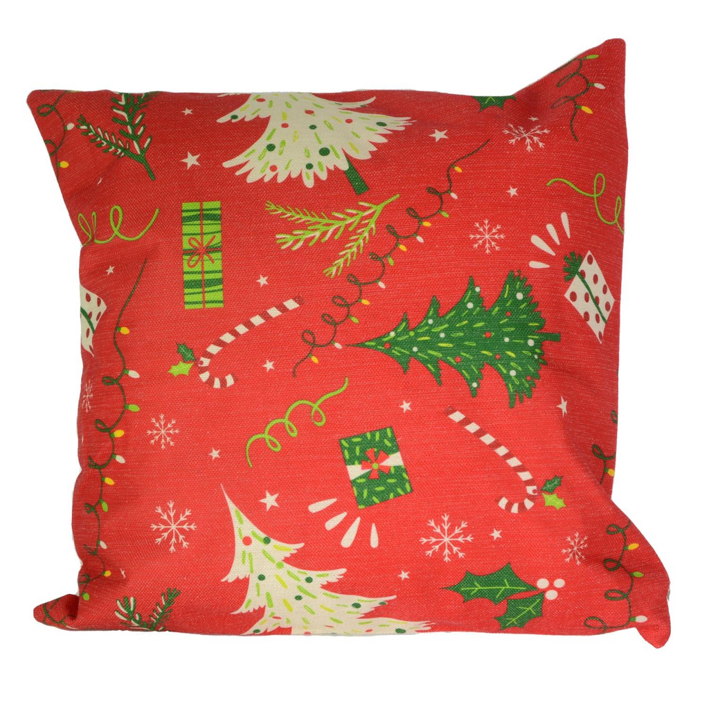 Cuscino tessuto albero rosso e verde cm43x43