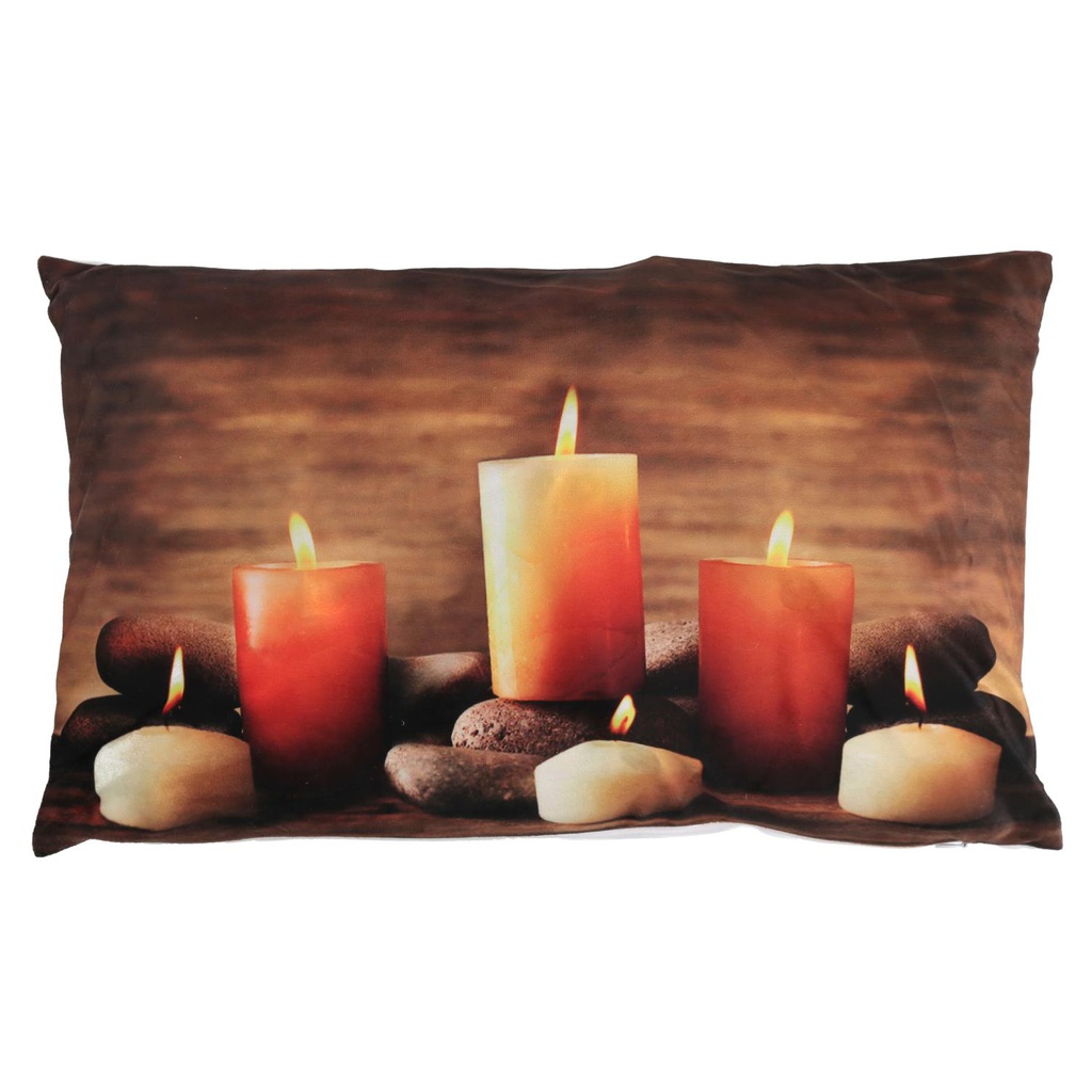 Cuscino tessuto candele led marrone cm30x50