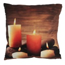 Cuscino tessuto candele led marrone cm40x40