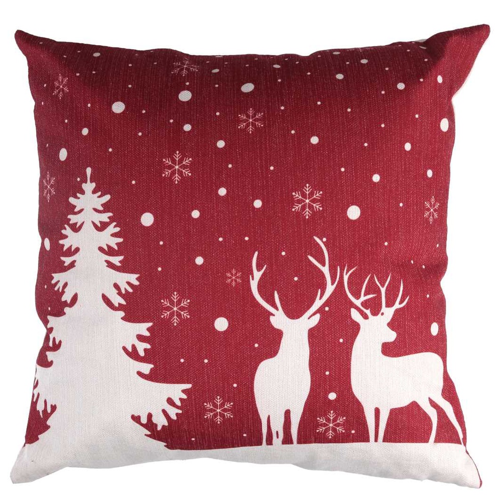 Cuscino tessuto cervo rosso e bianco cm43x43