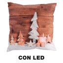 Cuscino tessuto decorazioni led marronecm40x40