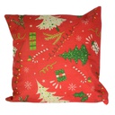 Cuscino tessuto albero rosso e verde cm43x43