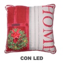 Cuscino tessuto ghirlanda rosso quadro con led cm40x40