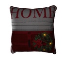 Cuscino tessuto ghirlanda rosso quadro con led cm40x40