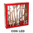 Decorazione legno led rosso cm22x4,5h22
