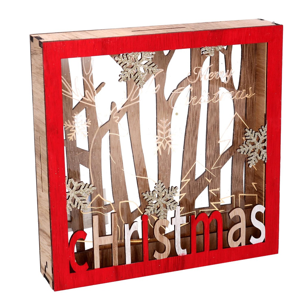 Decorazione legno led rosso cm22x4,5h22