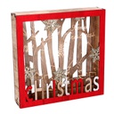 Decorazione legno led rosso cm22x4,5h22