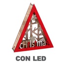 Decorazione legno led rosso triangolarecm22x4,5h20