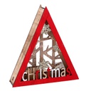 Decorazione legno led rosso triangolarecm22x4,5h20