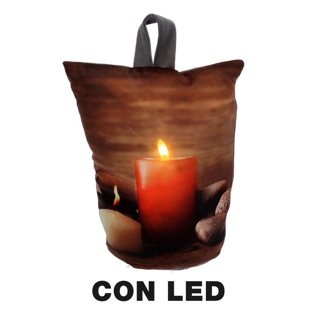 Fermaporta tessuto candele led marrone cm11h19
