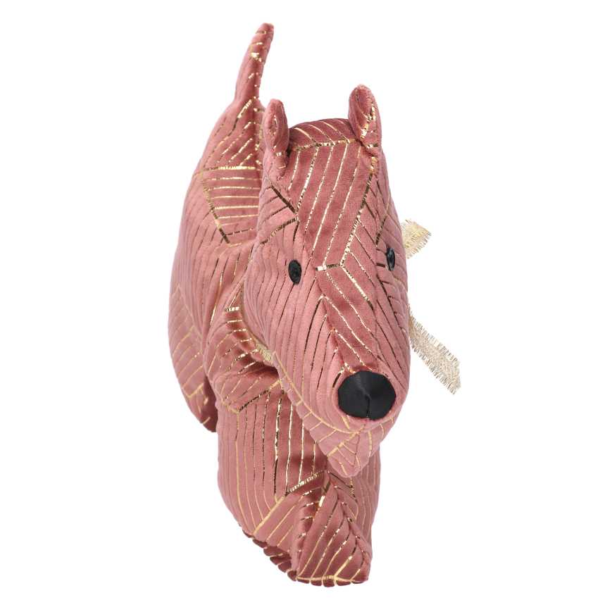 Fermaporta tessuto cane rosa  cm35x5h26