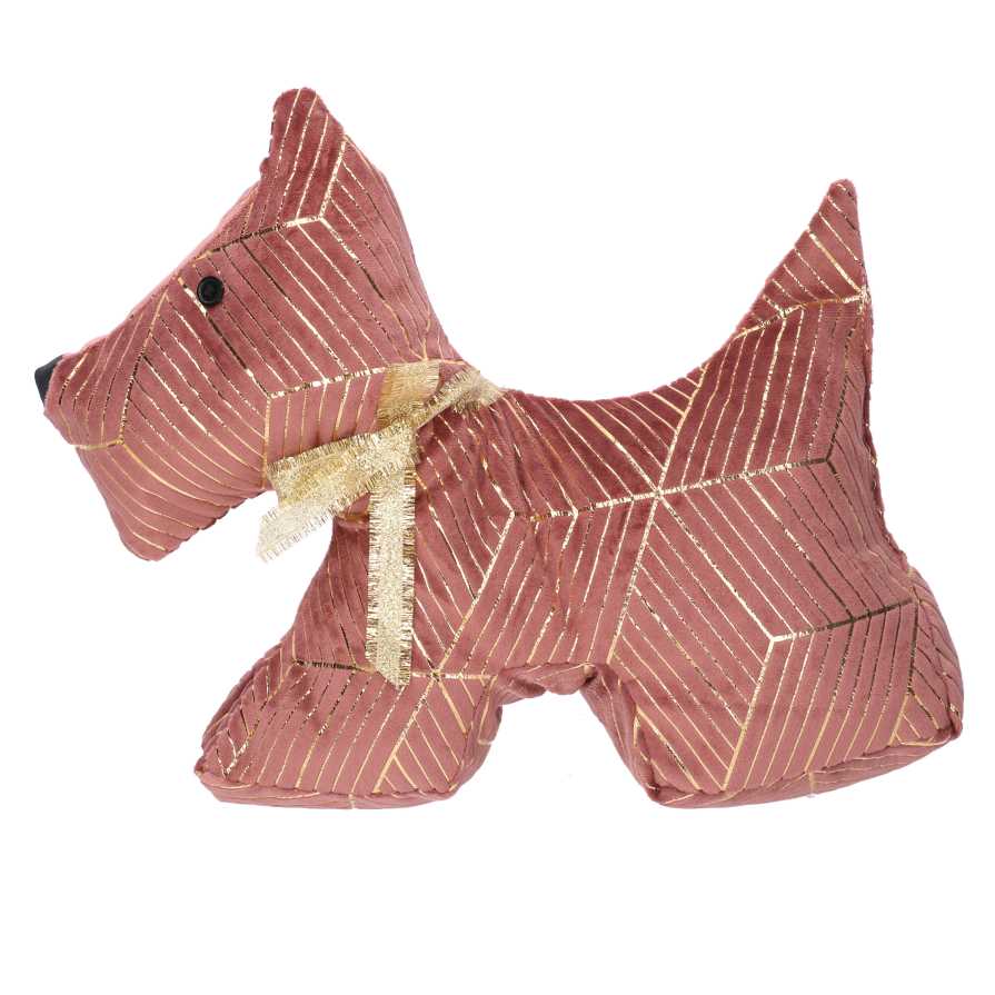 Fermaporta tessuto cane rosa  cm35x5h26