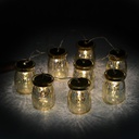 Festone bottiglie filo 8 pezzi vetro platino con led 200cm