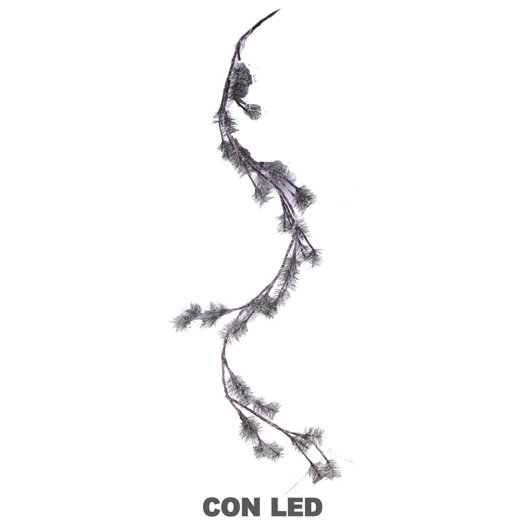 Festone verde innevato con 44 led cm180h20