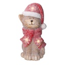 Gatto resina led cappello rosso cm19,5x18,5h40