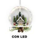 Ghirlanda metallo led con casetta bianco cm25x7x47,5