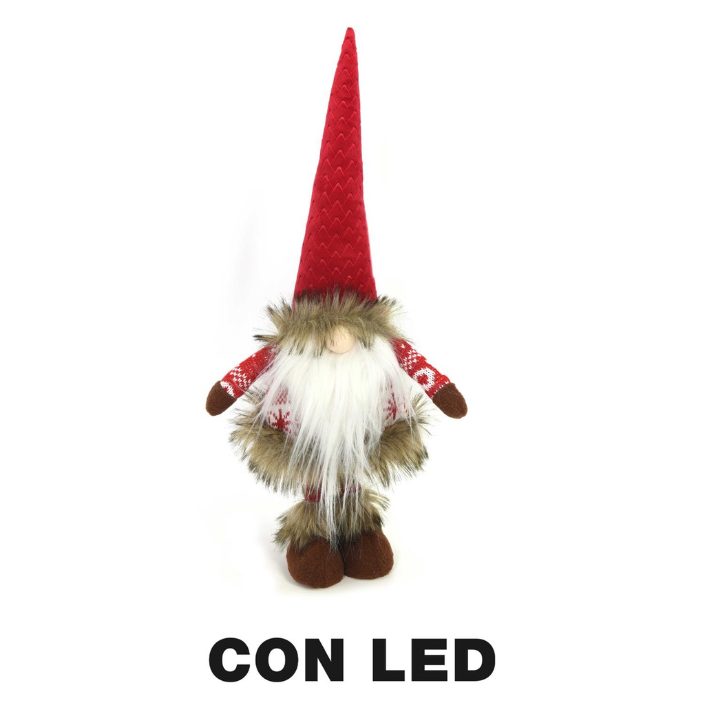 Gnomo tessuto con led rosso cm15x11h45