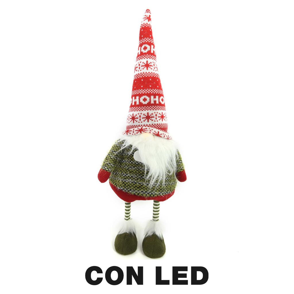 Gnomo tessuto con led rosso cm18x15h55