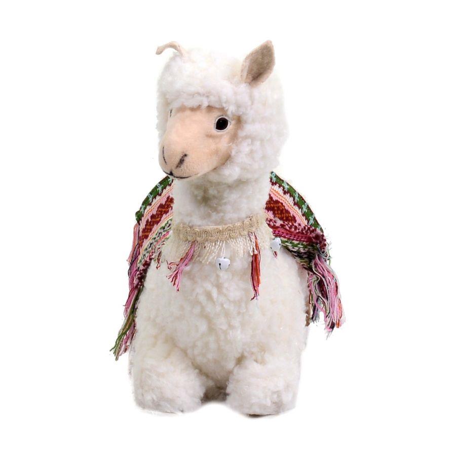 Lama bianco seduto con campanellini cm37,5x17h37