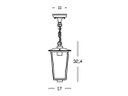 Lampada Sospesa in Alluminio Pressofuso con Diffusori in Vetro Trasparente ruggine