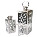 Lanterna metallo 1-2 argento quadro cm14x14h33