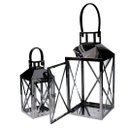 Lanterna metallo 1-2 argento quadro cm19x19h42