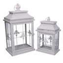 Lanterna metallo 1-2 bianco opaco argentata rettangolare cm25x18h47,5