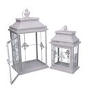 Lanterna metallo 1-2 bianco opaco argentata rettangolare cm25x18h47,5
