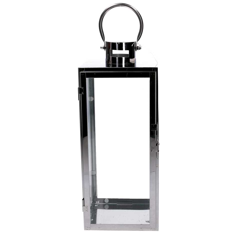 Lanterna metallo 1-3 argento quadro cm21x20,3h52,5