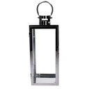 Lanterna metallo 1-3 argento quadro cm21x20,3h52,5