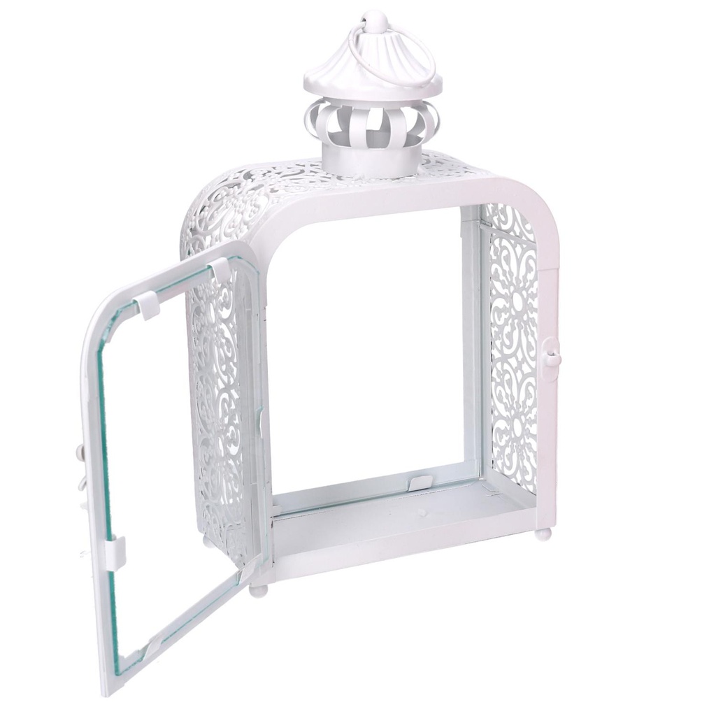 Lanterna metallo bianco cm 17x9h30