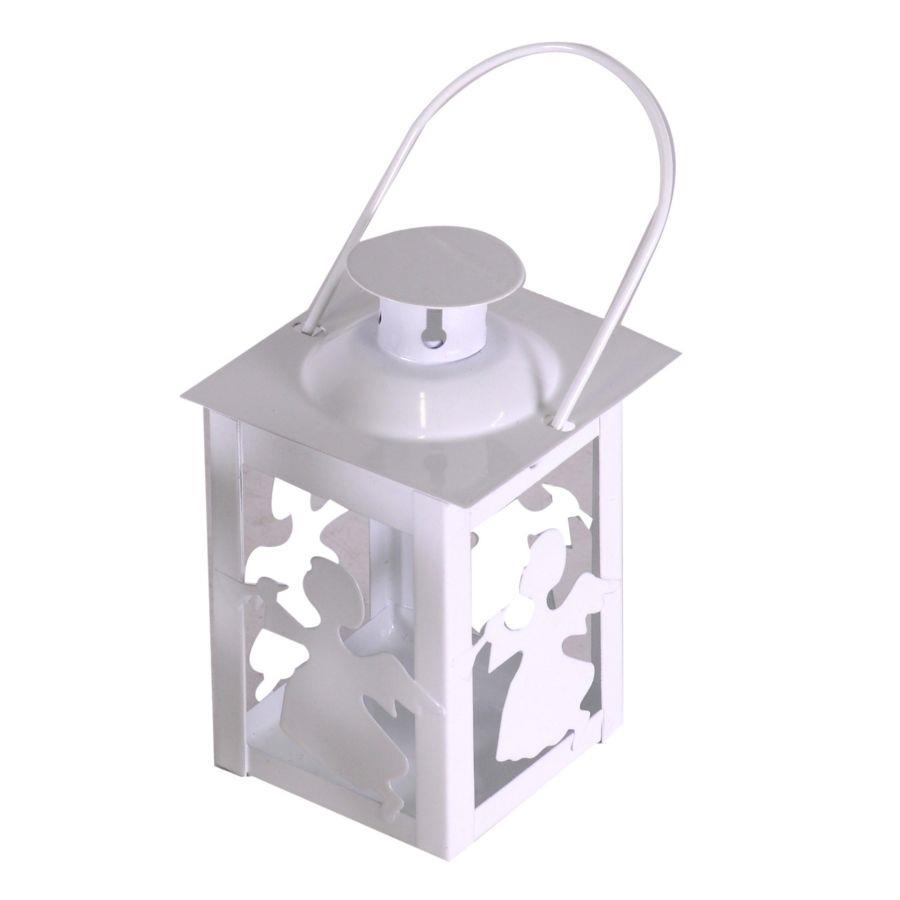 Lanterna metallo natale bianco confezione 3 pezzi quadro cm7,5x7,5h11