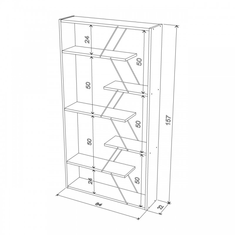 Libreria moderna moderna divisorio rovere nero cm 84 x 22 x 157 h