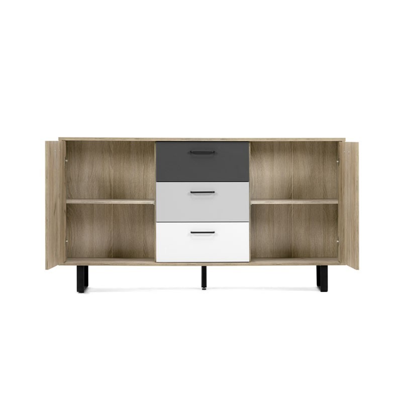 Madia 2 ante 3 cassetti colorati rovere grigio 160x35xh.86 cm EFFEZ