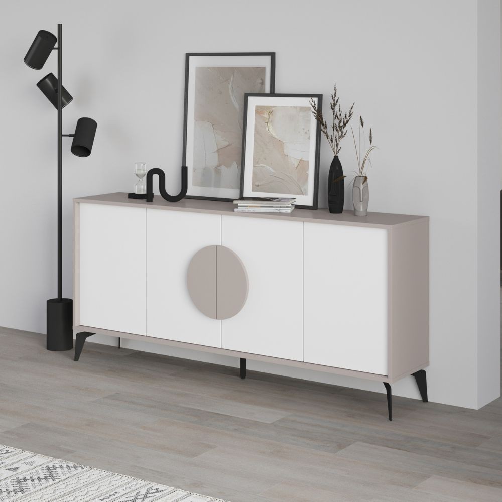 Madia Gora 180x35.6x82 cm Light Mocha con Ante Bianche