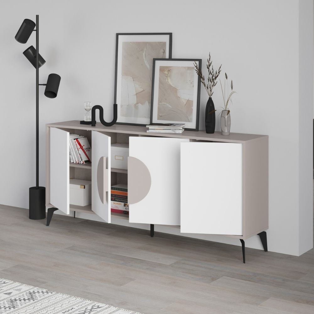 Madia Gora 180x35.6x82 cm Light Mocha con Ante Bianche