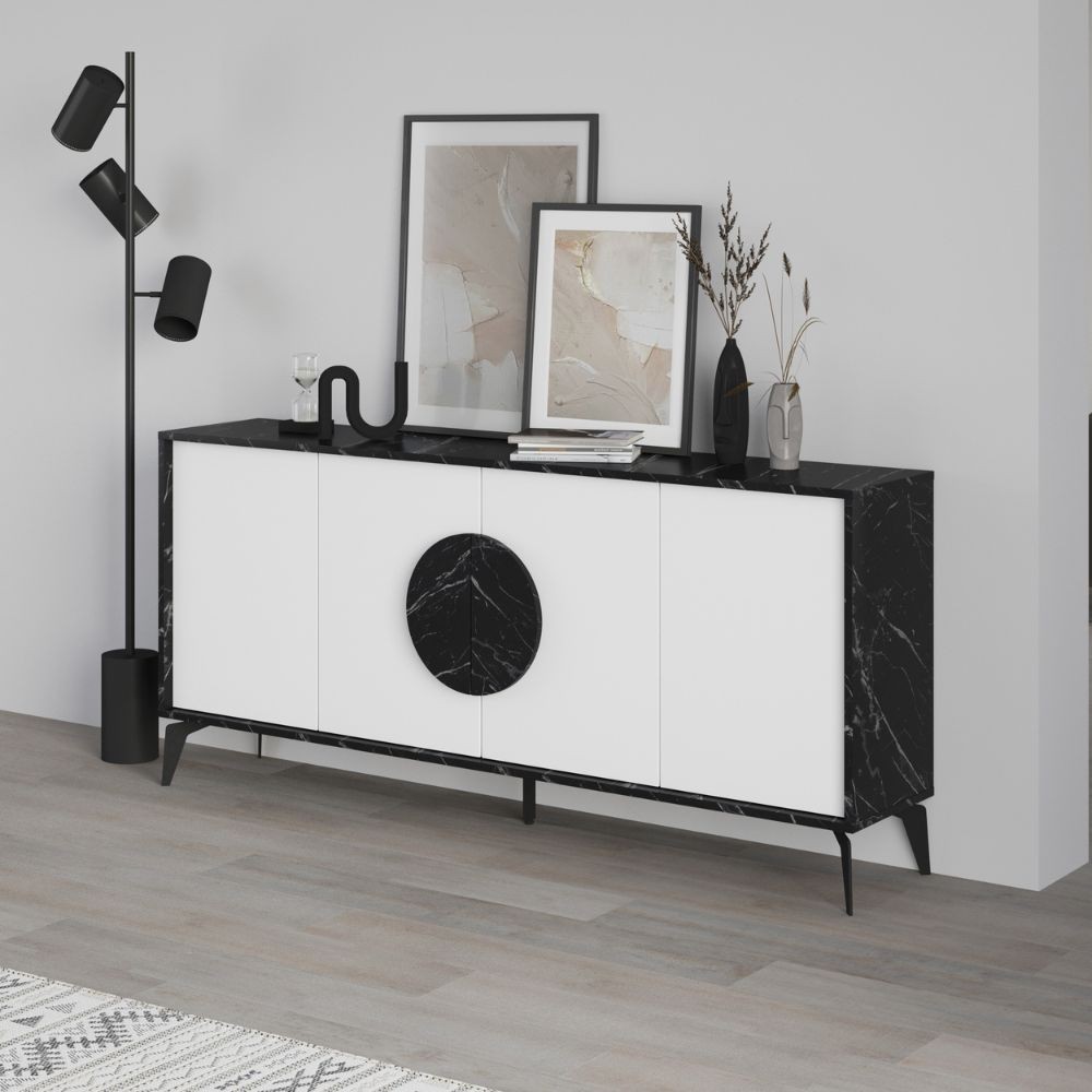 Madia Gora 180x35.6x82 cm Struttura Bendir con Ante Bianche