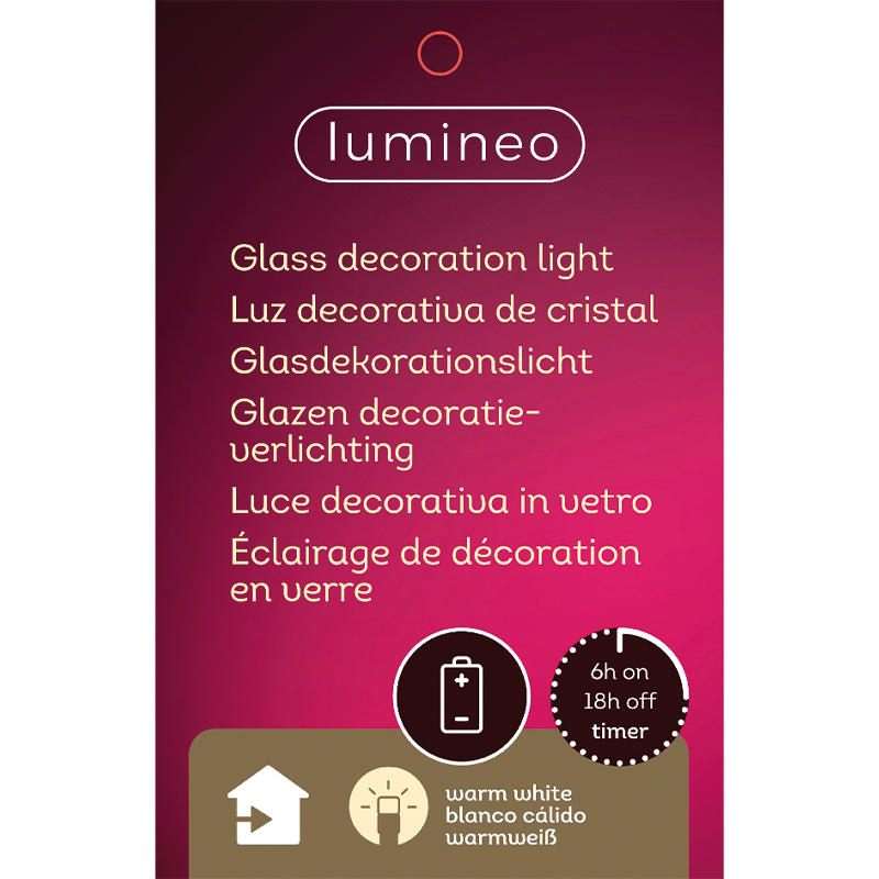 Mini albero in vetro con 8 led H 24 cm