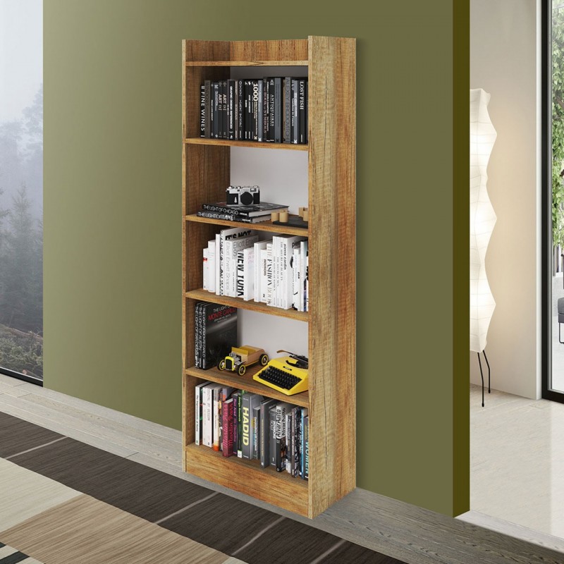 Mobile Libreria colore noce country 6 ripiani h. 180x64x29 cm (ALESSIA)