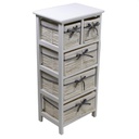 Mobiletto cassettiera bianco legno grezzo 2 + 3 cassetti cm 28 x 38 x h 81